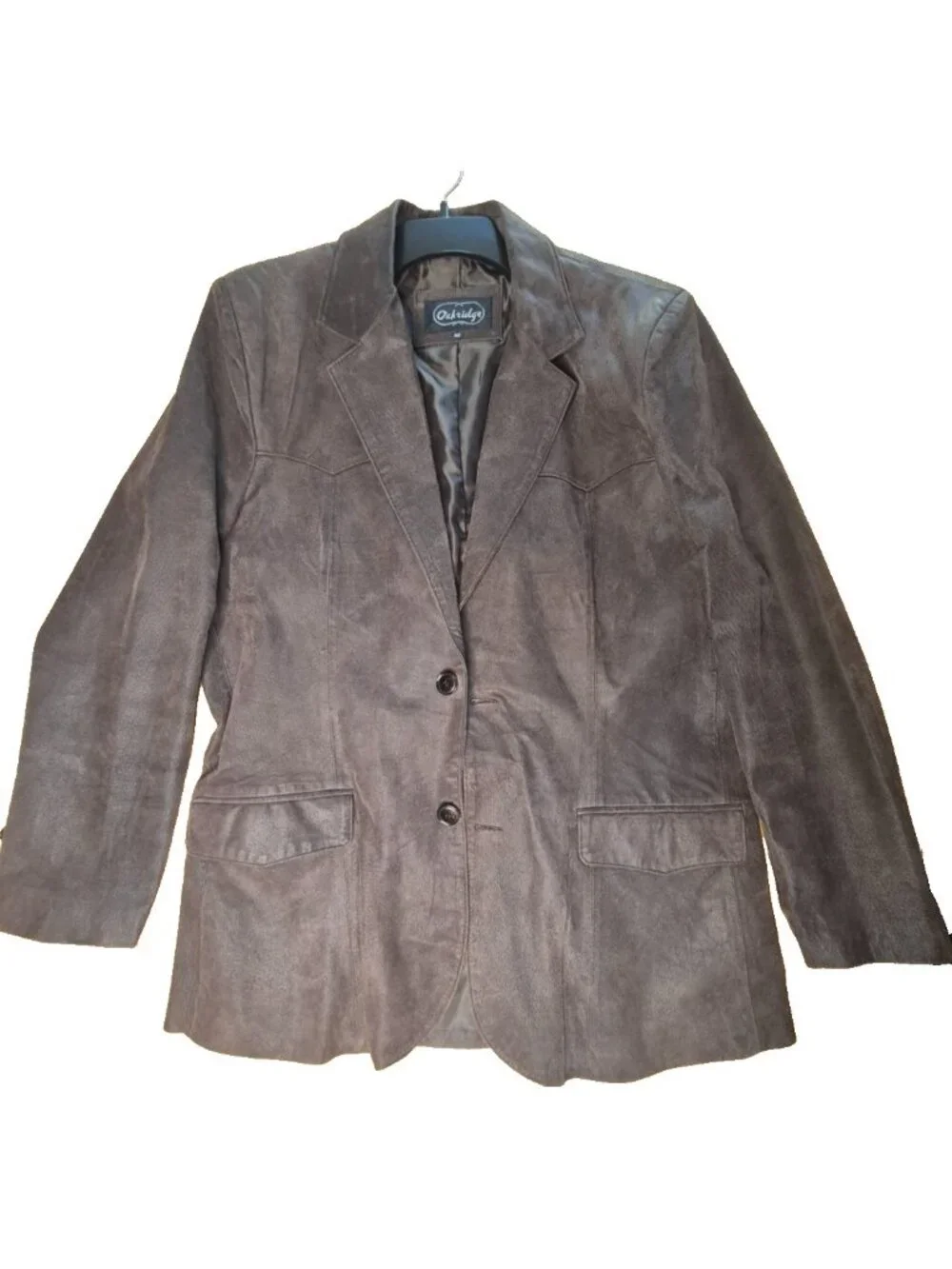 VTG Mens 90s Oakridge 100% Leather Jacket Suede Cowboy Casual Smooth Size 42